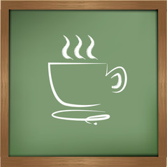 Coffee cup drawing on blackboard background