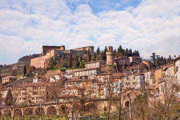 Fototapeta na wymiar cityscape of the little town Castrocaro Terme, Italy