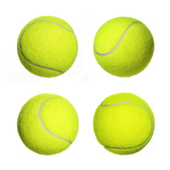 Tennis Ball Collection isolated on white background. Closeup