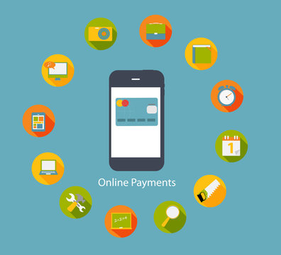 Online Payments Flat Concept Vector Illustration