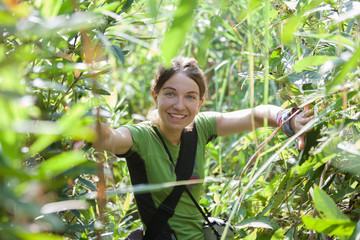 Woman in high grass while walking in Jungles