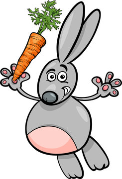 rabbit with carrot cartoon illustration
