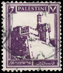 PALESTINE - CIRCA 1927: A stamp printed in Palestine shows Citad