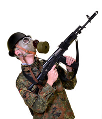 Fototapeta premium Soldat portant un masque de Gask