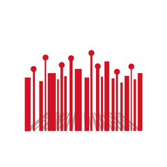 Red Bar code with perspective