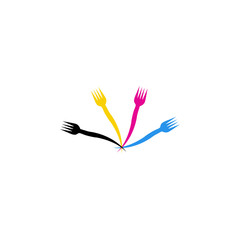 CMYK forks- logo for a restaurant
