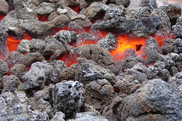 red hot burning coal