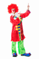 Clown zeigt nach oben