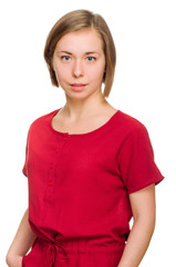Fototapeta premium portrait of young woman on white background