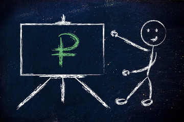 ruble currency symbol in blackboard design