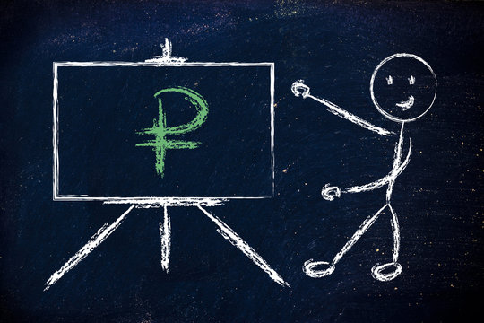 ruble currency symbol in blackboard design