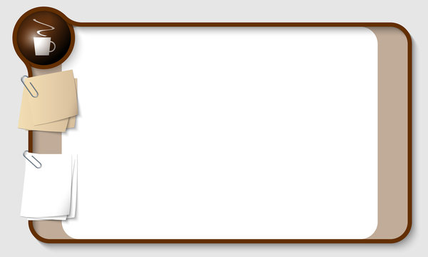 vector text box for any text with two paper clips and cup of cof