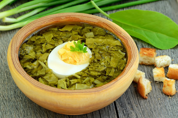 Sorrel soup with egg