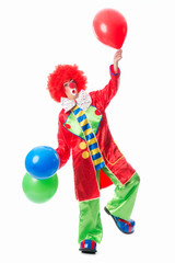 Erstaunter Clown mit Luftballons - obrazy, fototapety, plakaty