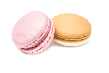 Traditional Colored French Macaroons Isolated On White