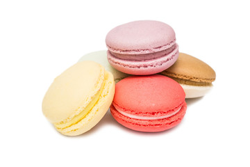 Traditional Colored French Macaroons Isolated On White