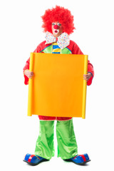 Clown mit Werbeplakat