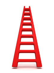 Red success concept ladder on white background