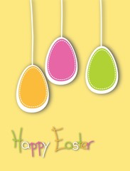 happy easter greeting card, on yellow