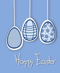 happy easter greeting card in blue
