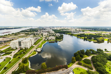 aerial of baton Rouge with Missisippi river
