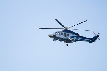 Fototapeta na wymiar rescue helicopter flying mission in emergency,