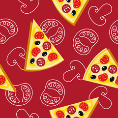seamless pasta and mushrooms pattern
