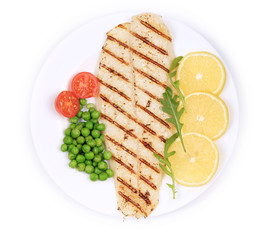 Pangasius fillet on plate.