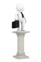 3d businessman over classic column