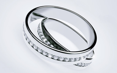 Wedding rings Platinum with diamonds