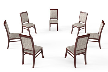 Circle of modern wood chairs