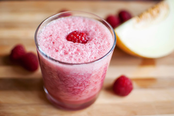 healthy raspberry and melon juice