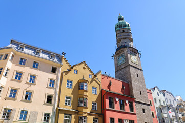 Obraz premium The Stadtturm and Cityscape of Innsbruck in Austria