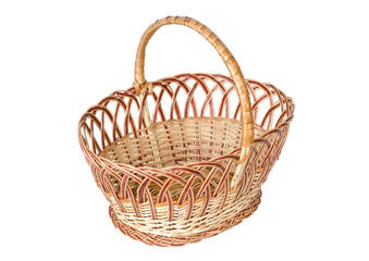 Obraz premium Empty wicker basket, isolated on white