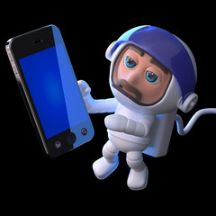 3d Astronaut makes a call in space