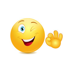Smiley emoticon with ok sign
