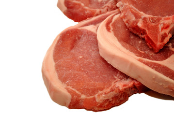 Raw Pork Chops with Copy Space