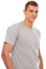 Handsome young man in grey t-shirt