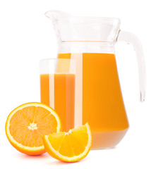 Orange fruit juice in glass jug