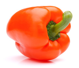 Orange sweet bell pepper isolated on white background cutout