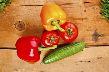 Vegetables on wooden table