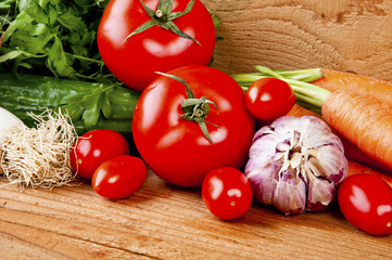 Vegetables on wooden table