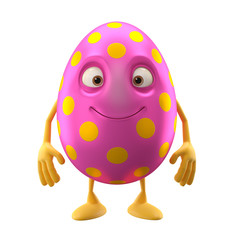 3D easter character, cartoon, amusing egg isolated on white