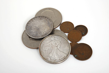 Silver dollars and other coins