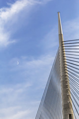 Obraz na płótnie Canvas Suspension Bridge Over Ada Pylon - Detail - Belgrade - Serbia