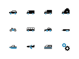 Cars duotone icons on white background.