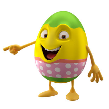 modern easter egg decorations, fun 3D cartoon character