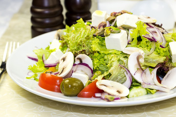 salad on a white background in the restaurant