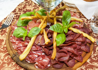 meat dish with several kinds of sausages