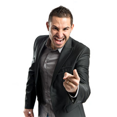 Fototapeta premium businessman angry and shouting over isolated white background